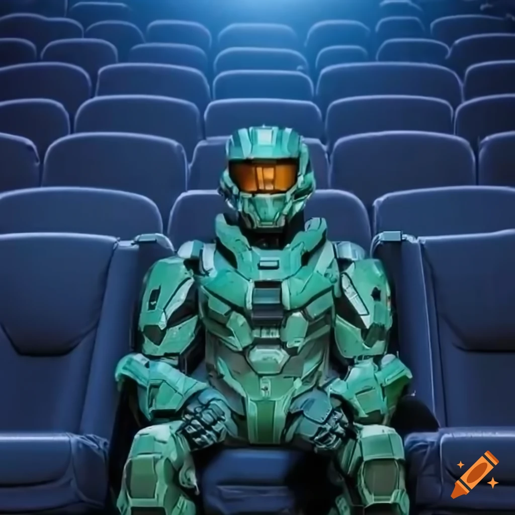 Master Chief in a movie theater with popcorn