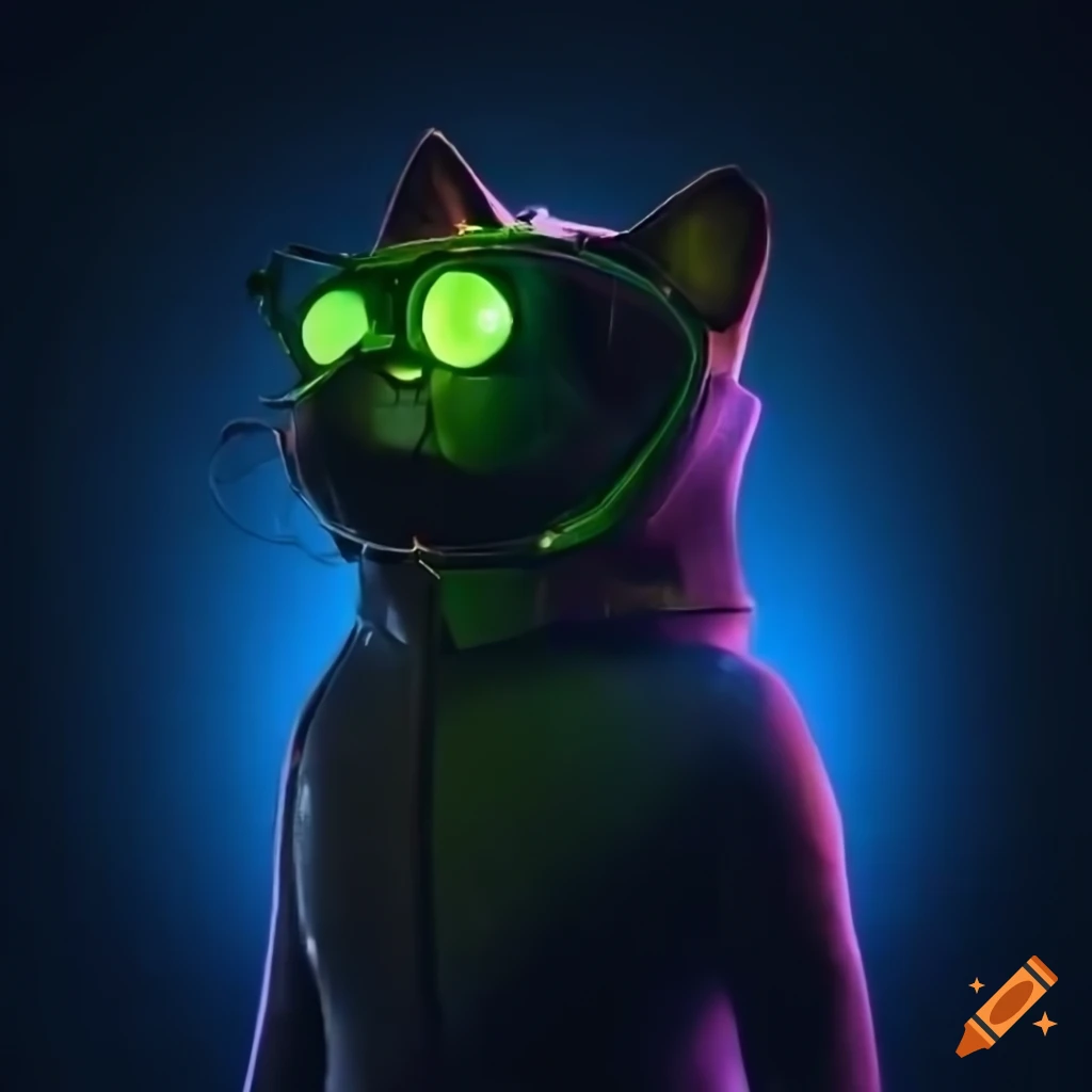 Portrait of a cute cyberpunk cat with night vision glasses on Craiyon
