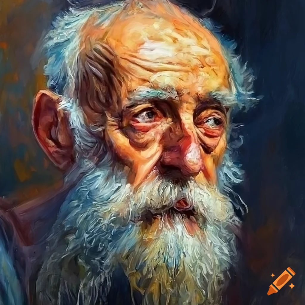 oil painting of an old man deep in thought