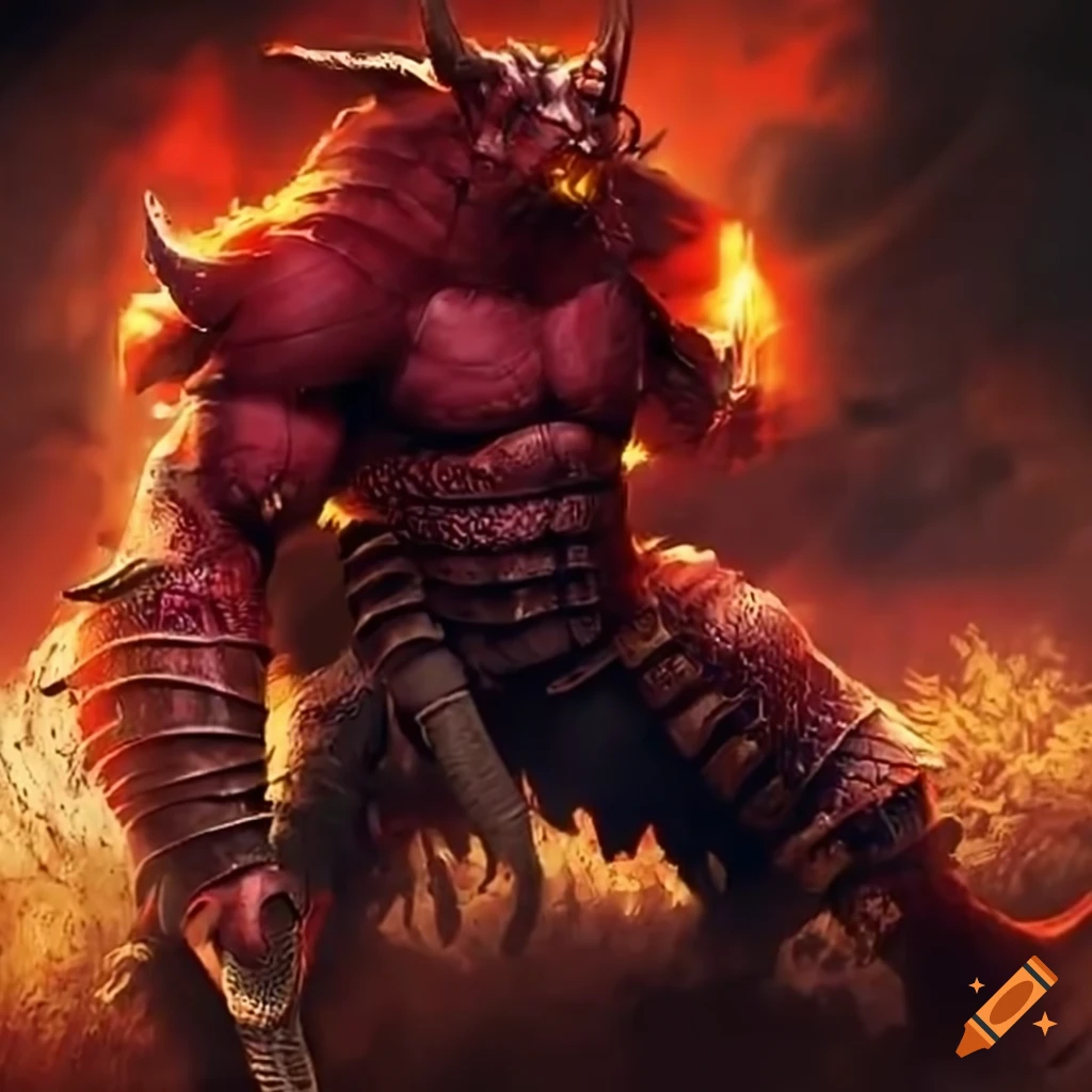 image of a Red Bull Devil in armor