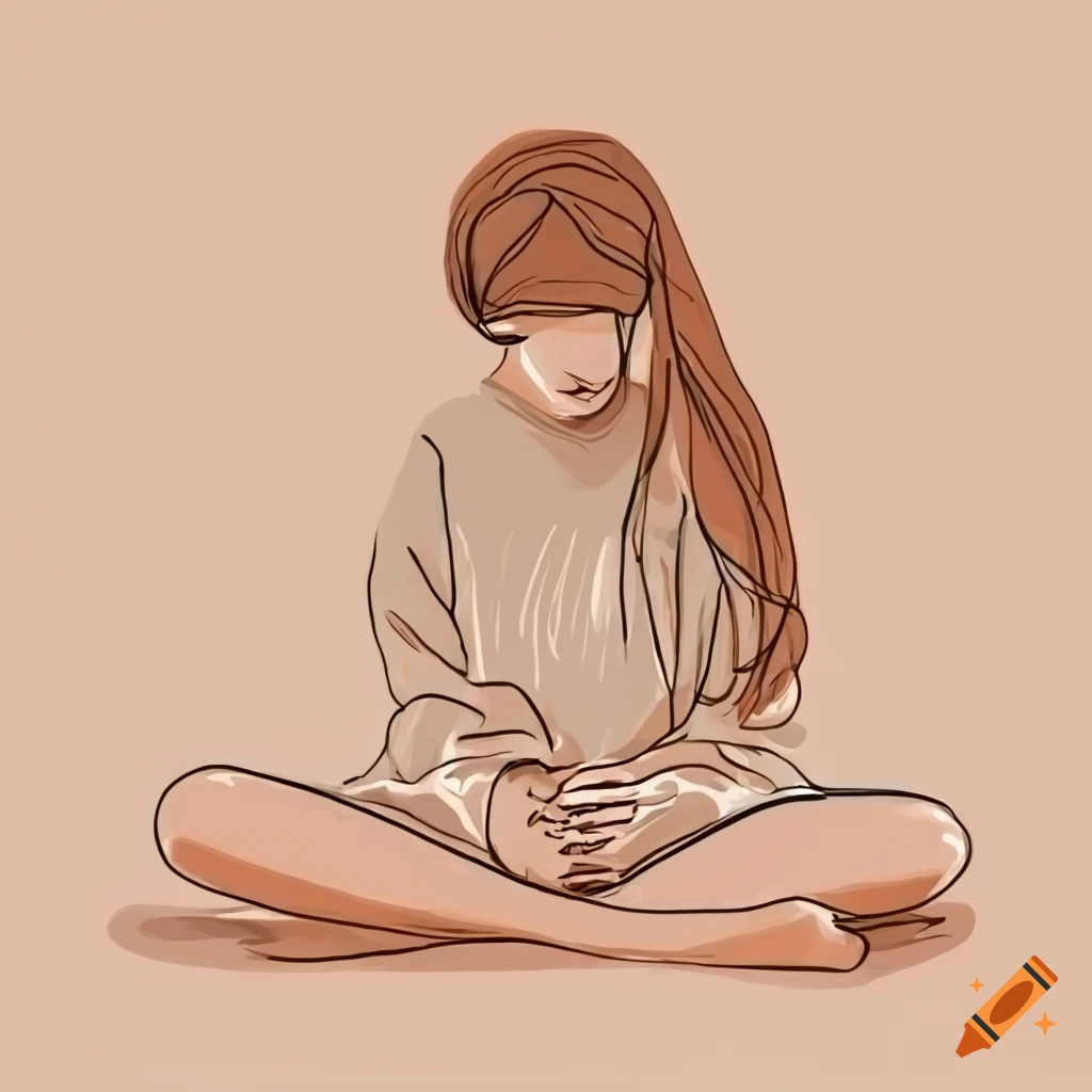 line art of a student sitting in bed