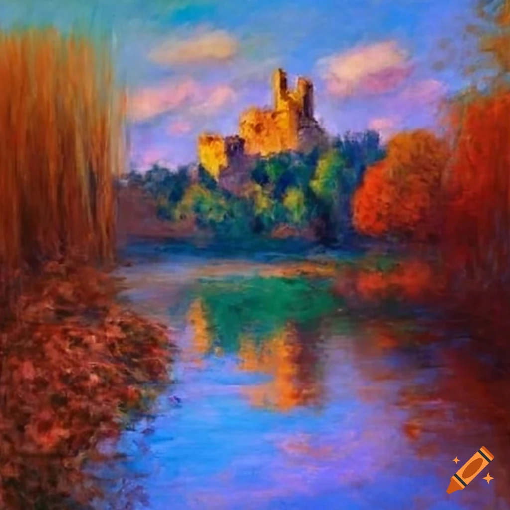 Monet-style impressionist landscape painting