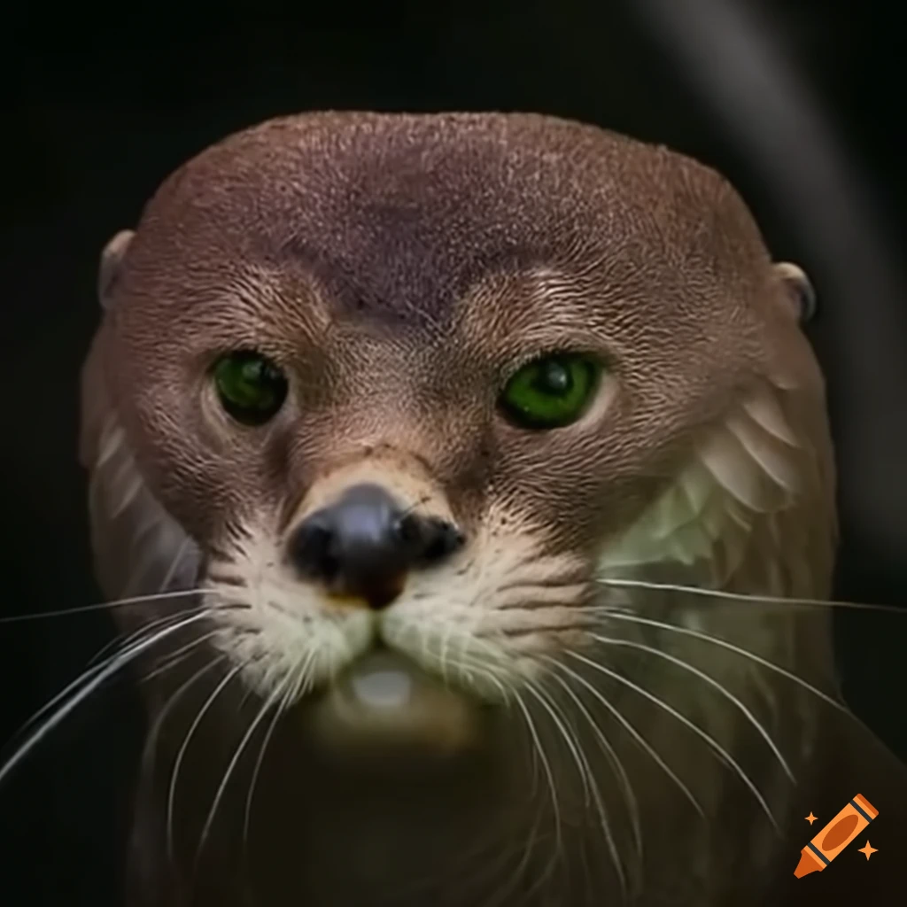 image of a mythical creature with otter body, cat face, and hawk wings