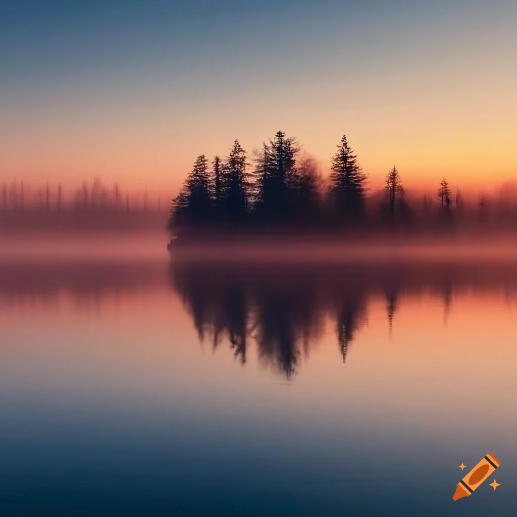foggy lake at dawn