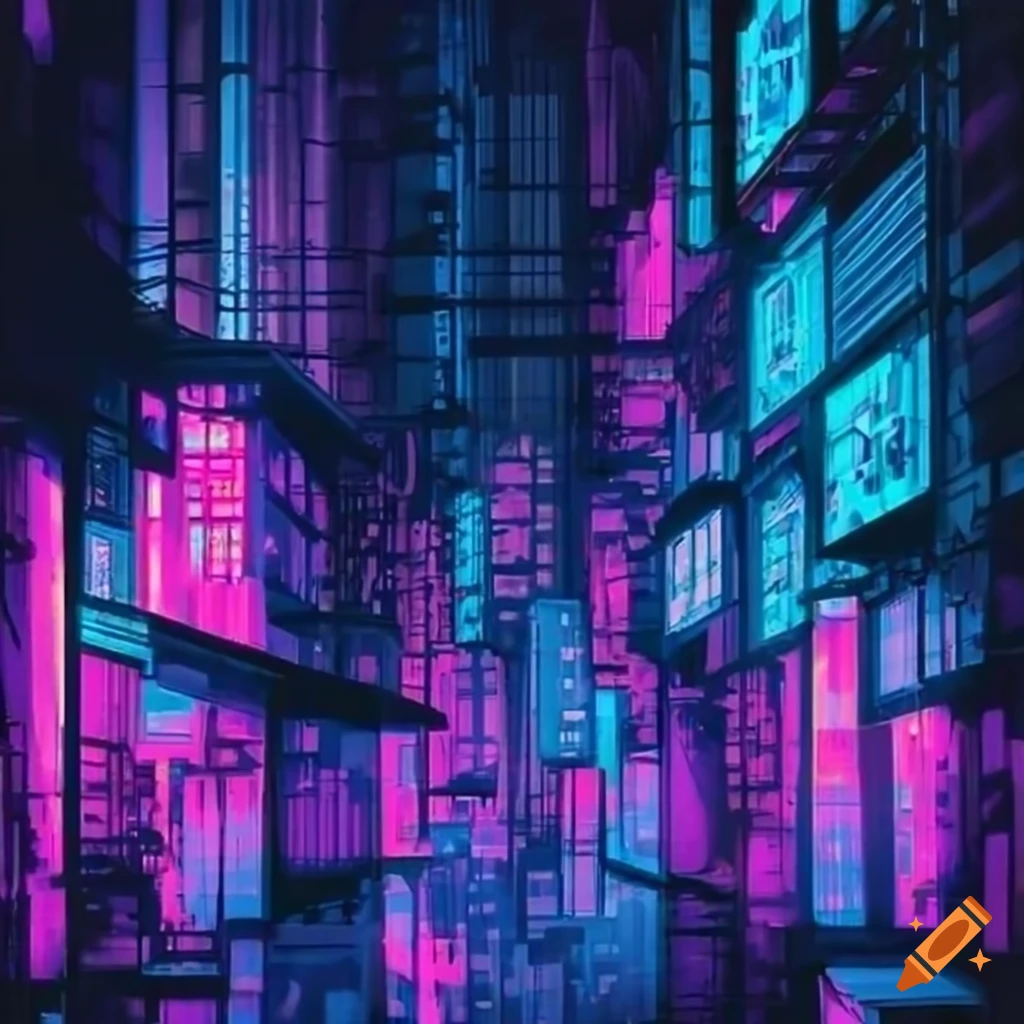 Neonlit futuristic cityscape in Japan on Craiyon