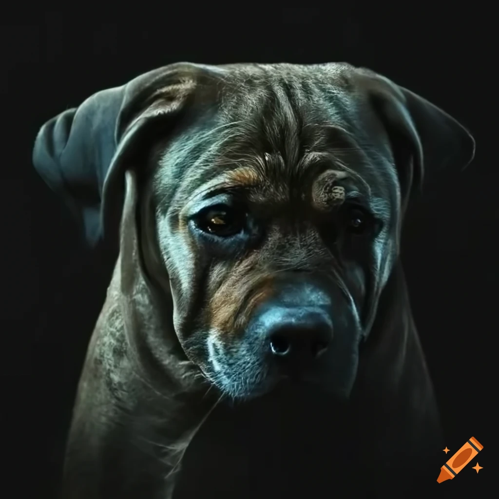 dog with intense gaze and dramatic lighting