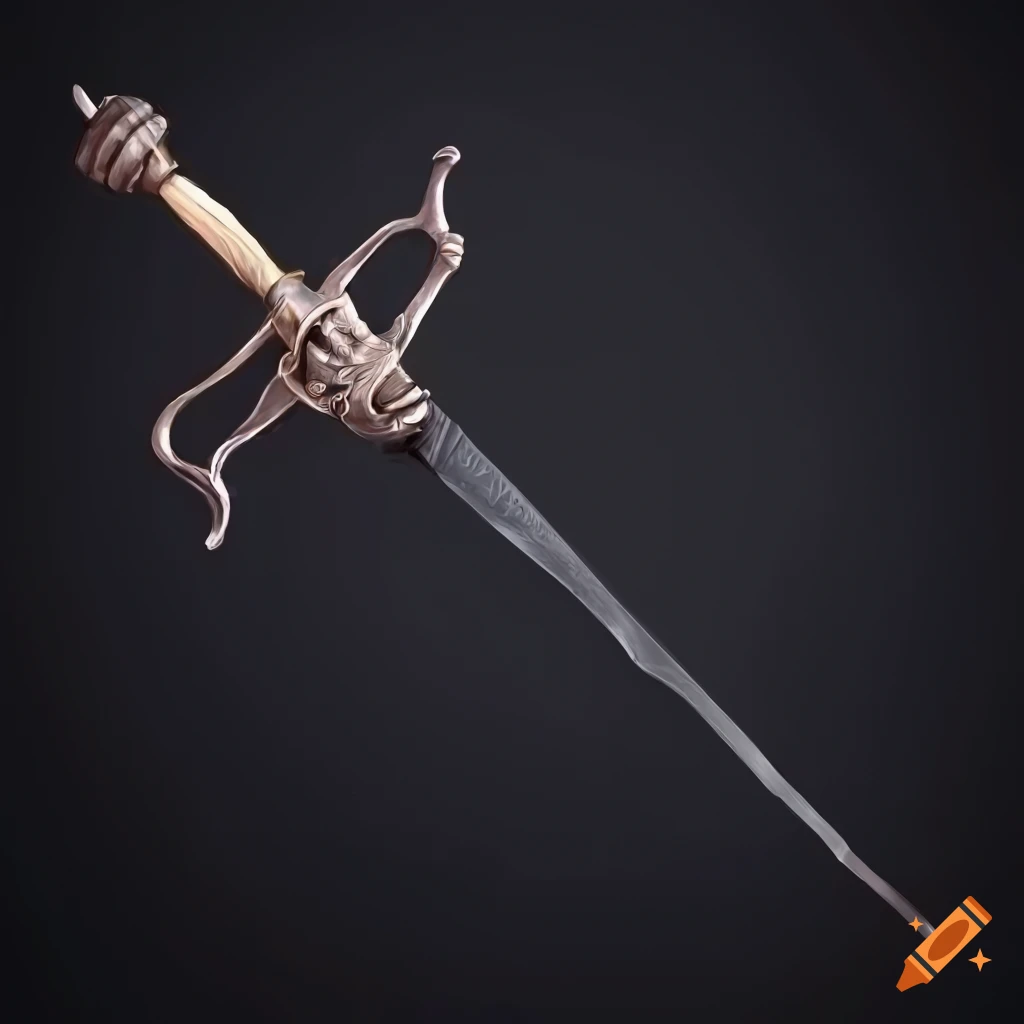 Photorealistic depiction of a rapier weapon on Craiyon