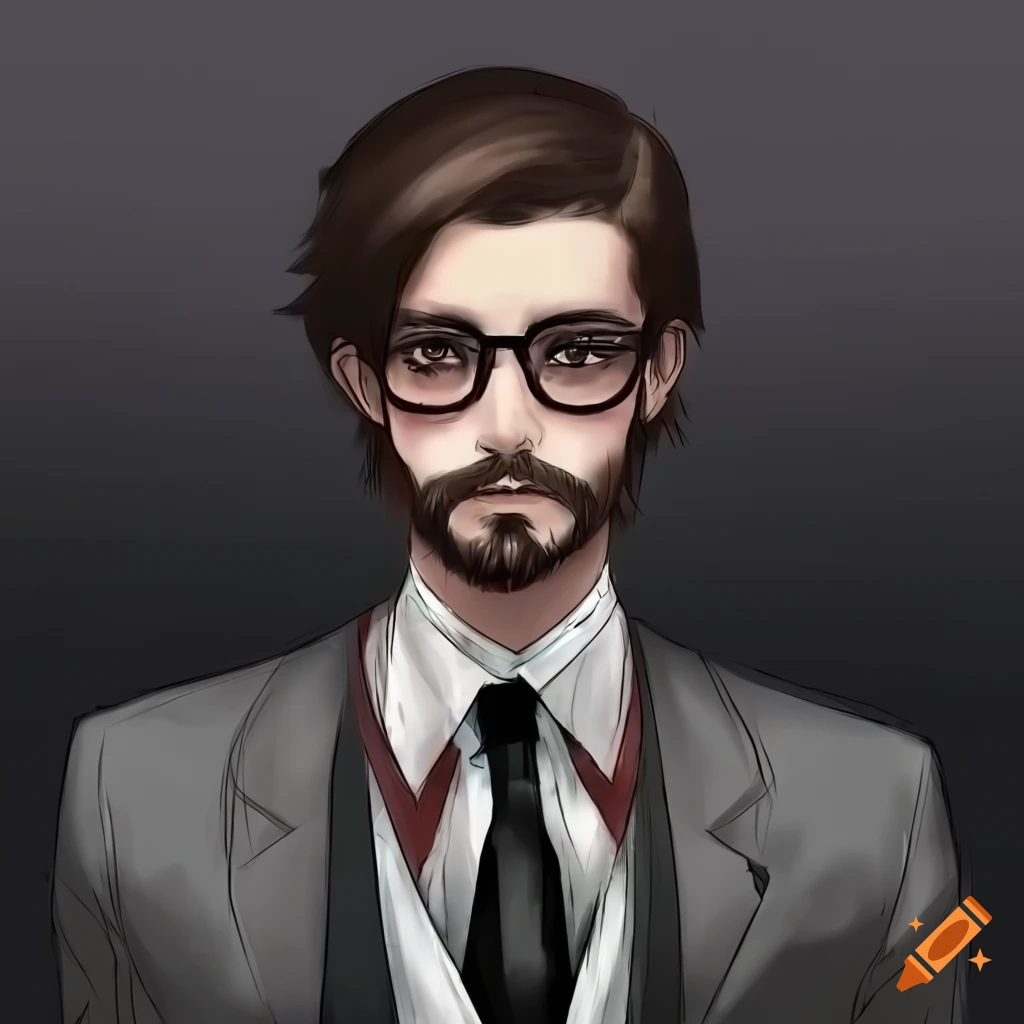 anime-style illustration of a stylish and mysterious man