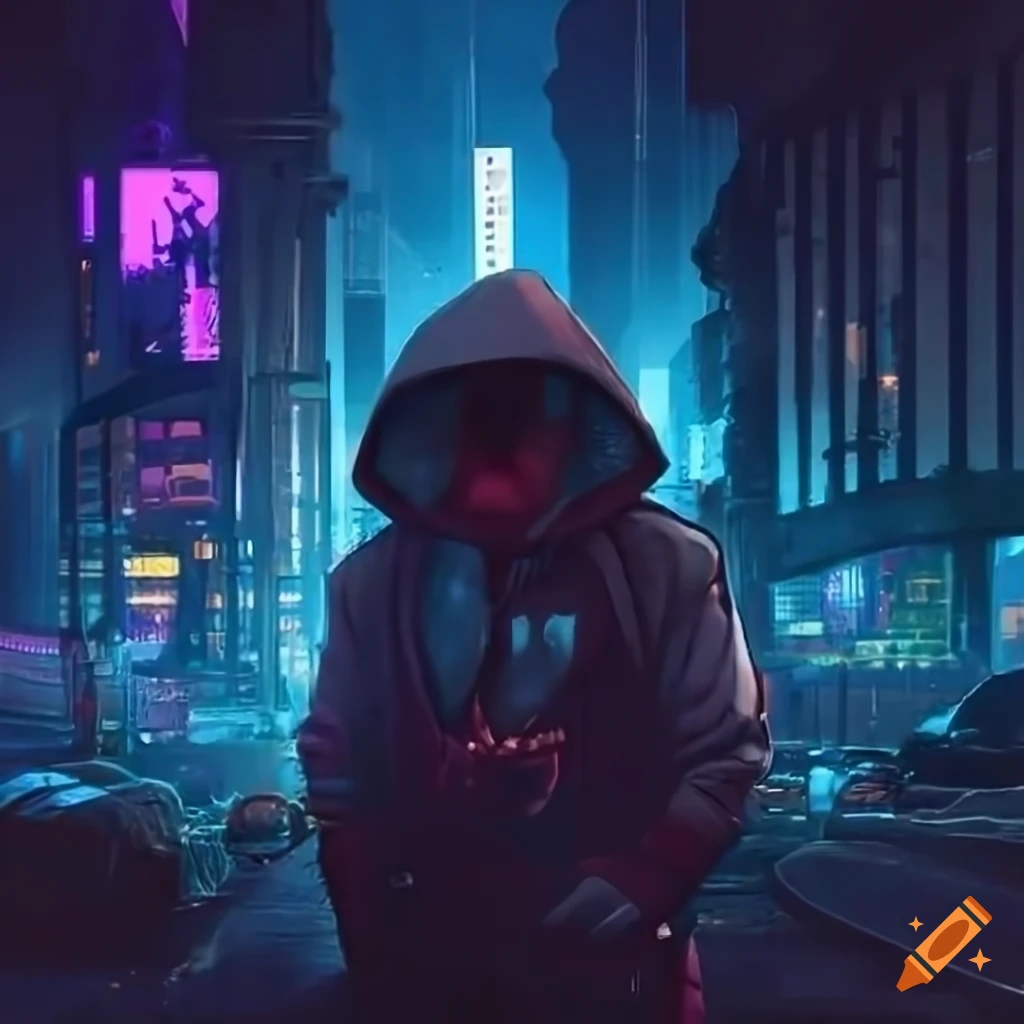 Cyberpunk cat with nightvision glasses in a city backdrop on Craiyon