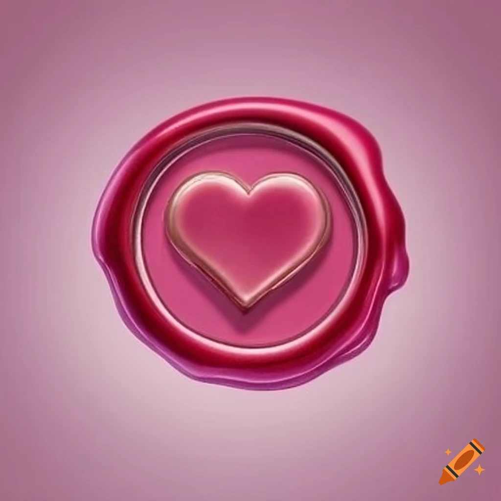 pink wax seal with pearl heart design