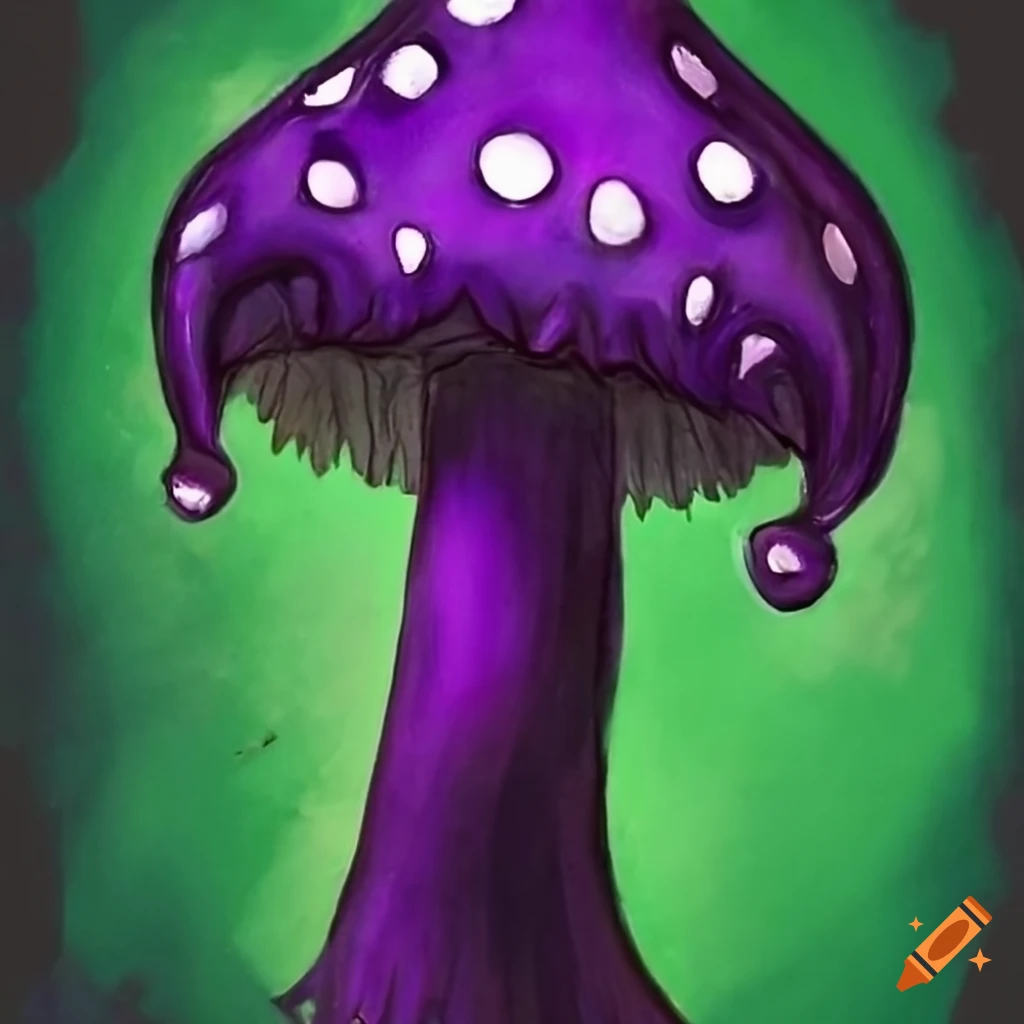 image of a green, black and purple jester mushroom