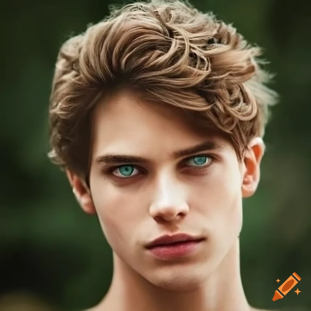 Handsome man with green eyes on Craiyon