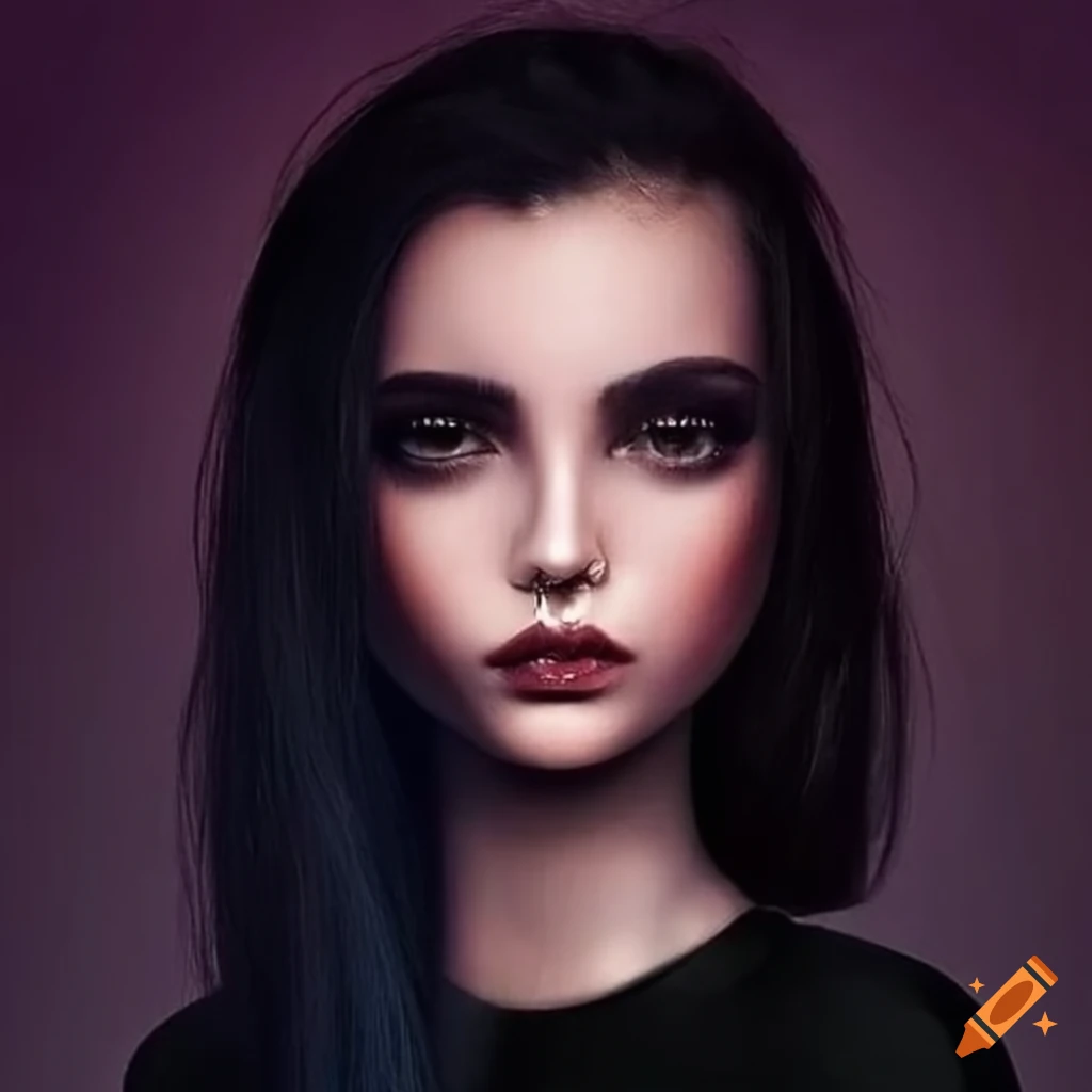 portrait of a stylish girl with ear piercings