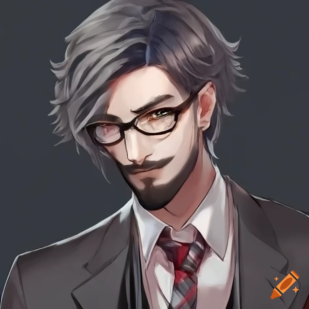 anime style illustration of a mysterious businessman