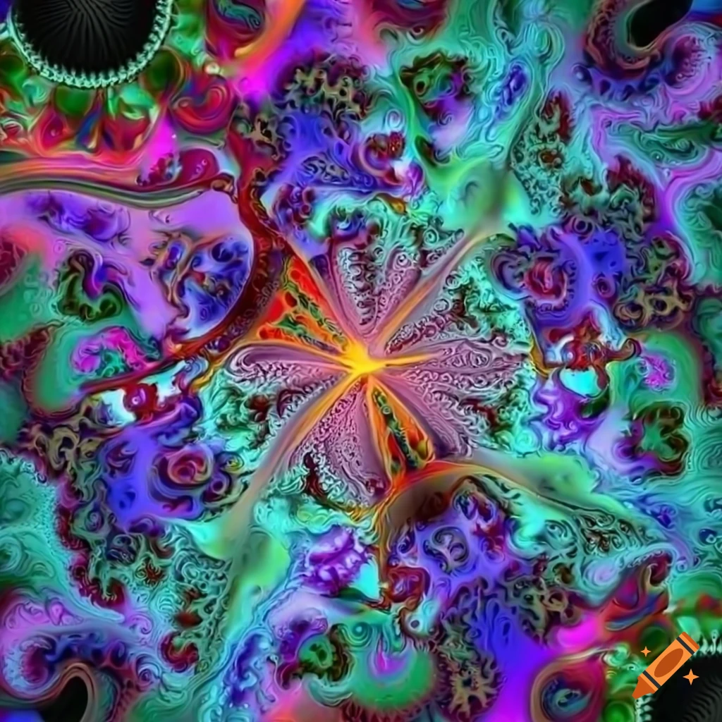 Colorful psychedelic fractal art on Craiyon