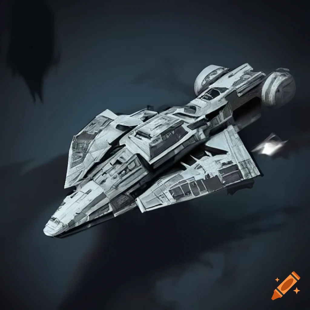 detailed starship fighter in star wars style