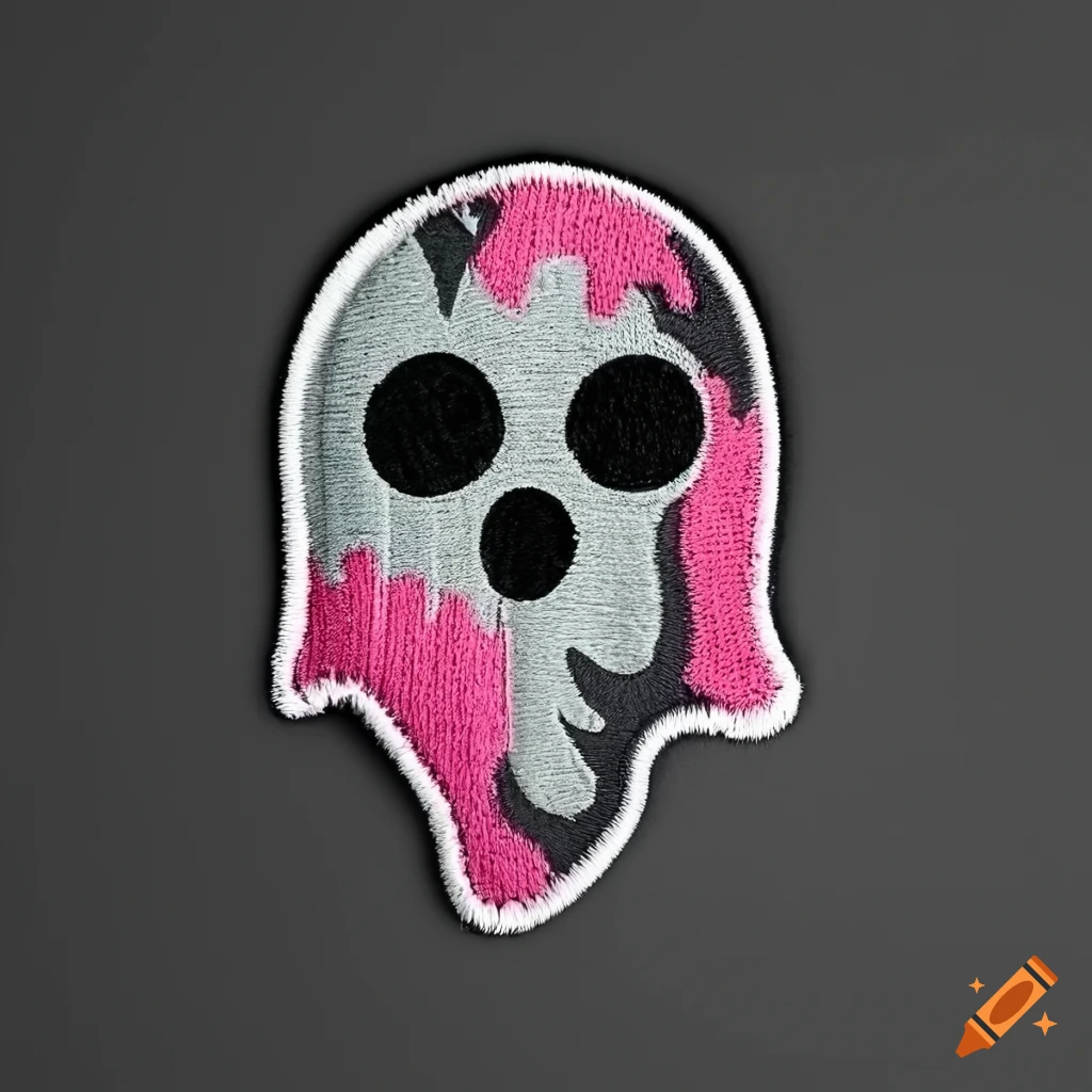 Noir graphic design patch with ghost motif on Craiyon
