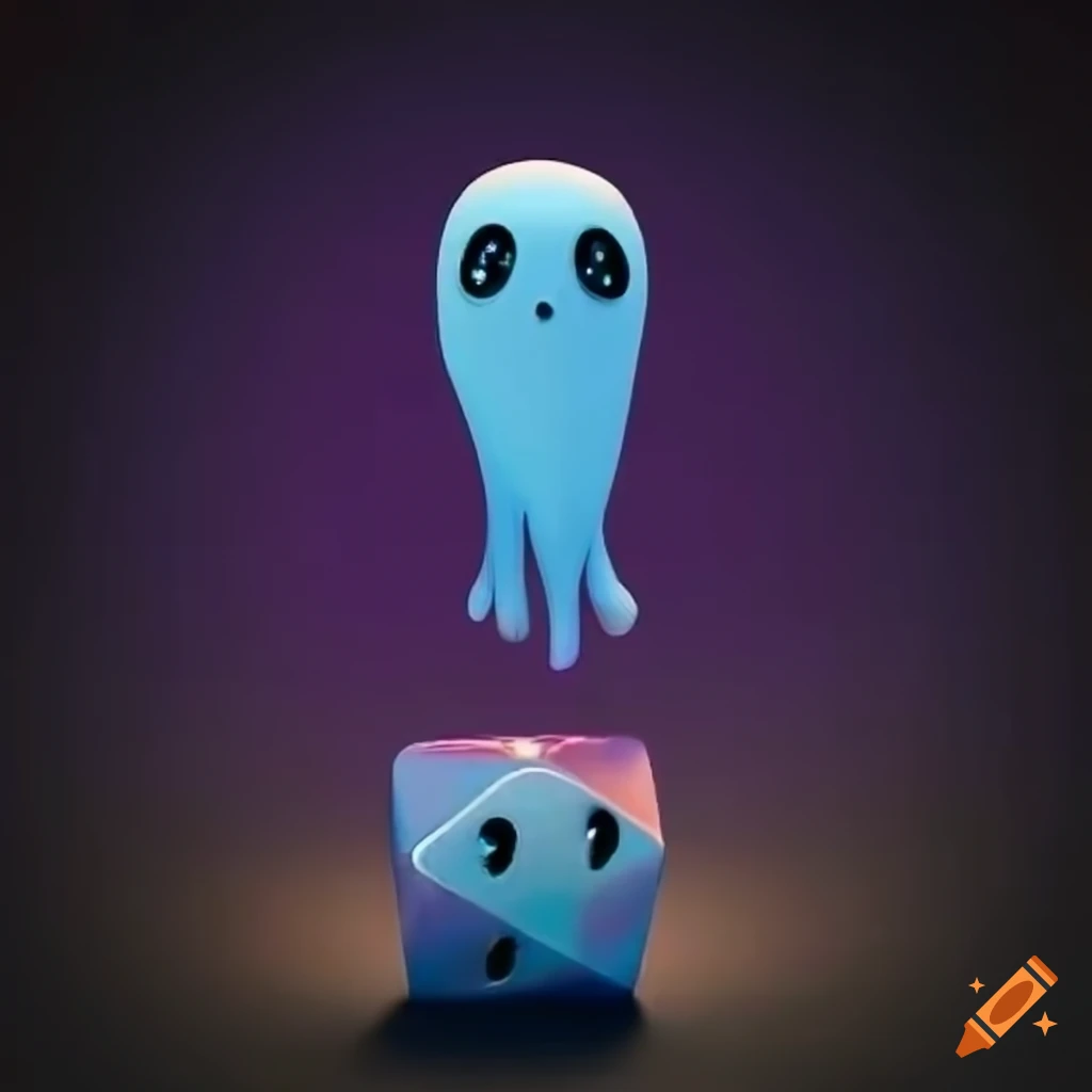 artistic representation of a ghost on a dice