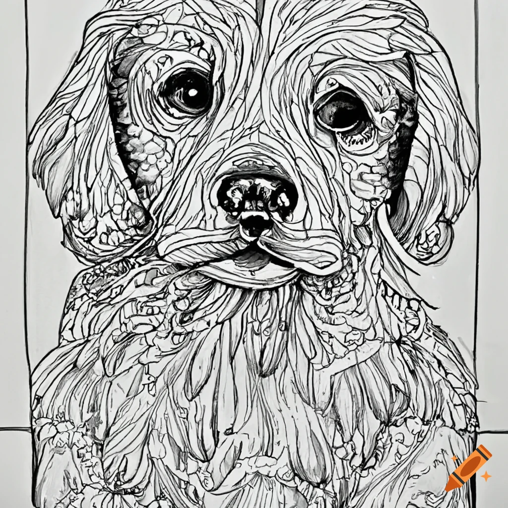 Dog coloring sketch on Craiyon