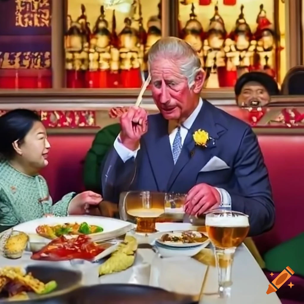 Prince Charles and Xi Jinping at a Chinese restaurant