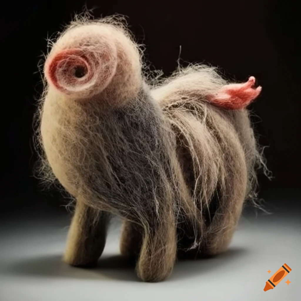 felted wool creatures with unique clothing and hats