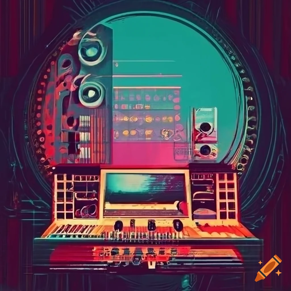 Vintage poster of electronic music on Craiyon