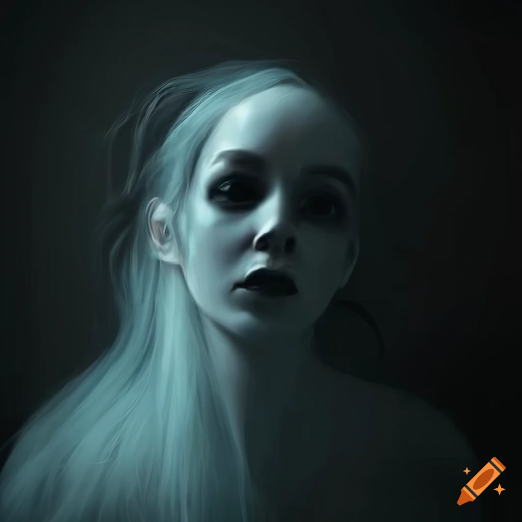 haunting art of a ghost in an abandoned house