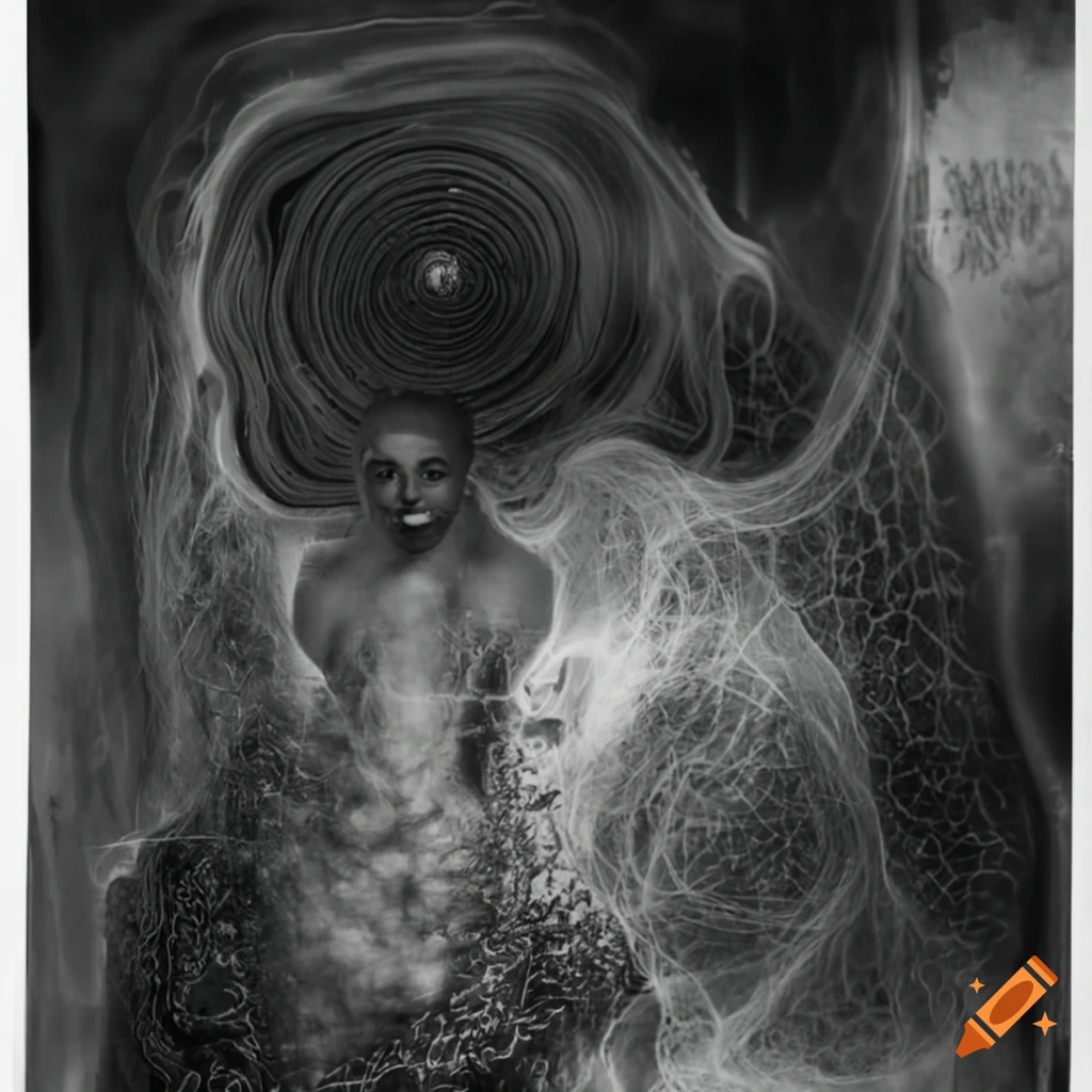 black and white artwork depicting strange dreams