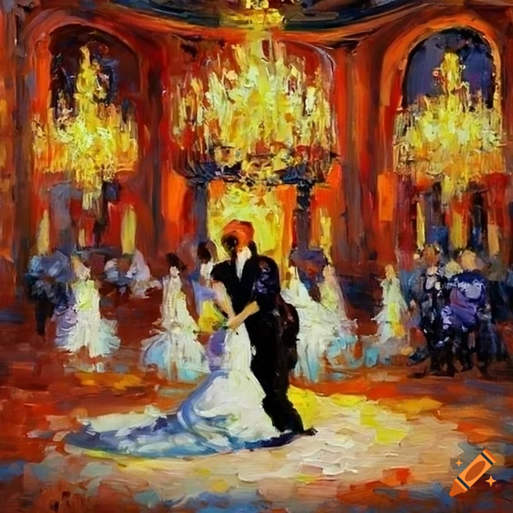 impressionist painting of an elegant ballroom