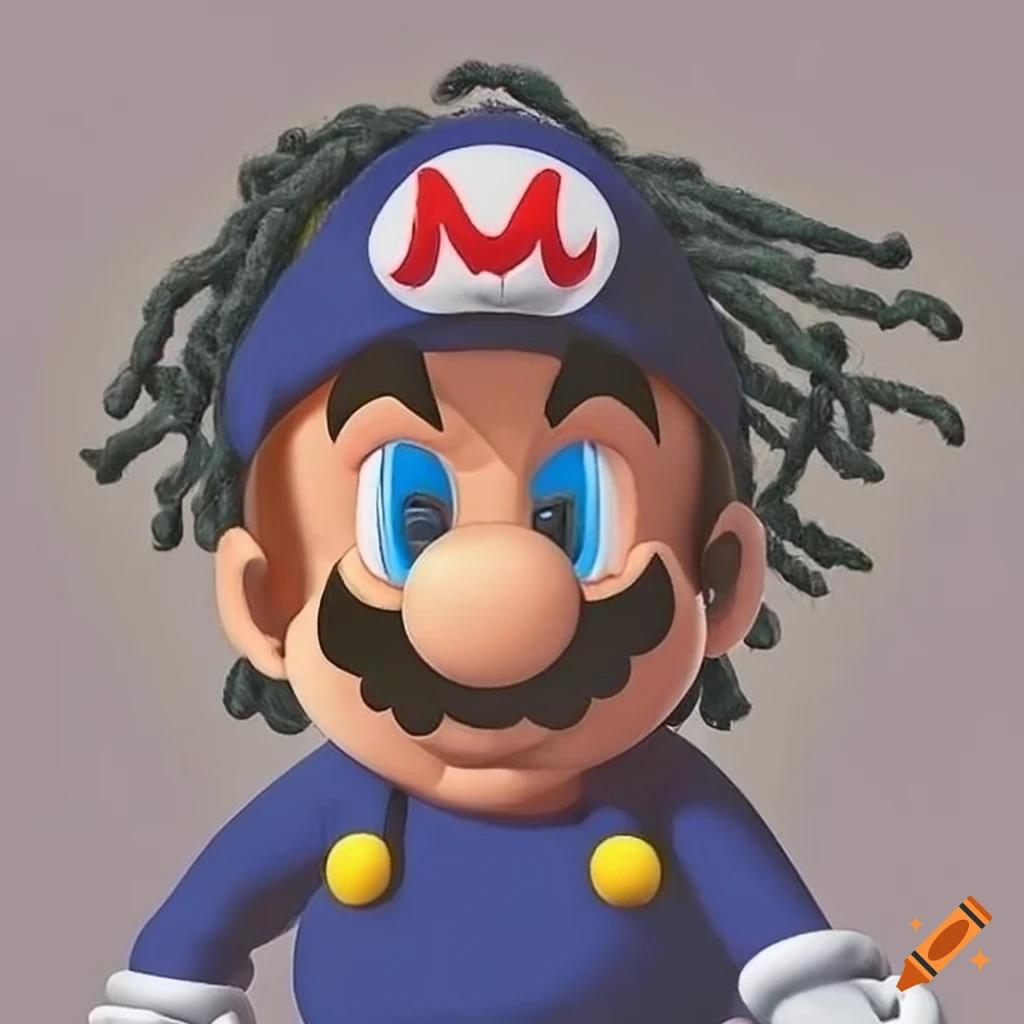 artwork of a unique version of Mario with dreadlocks