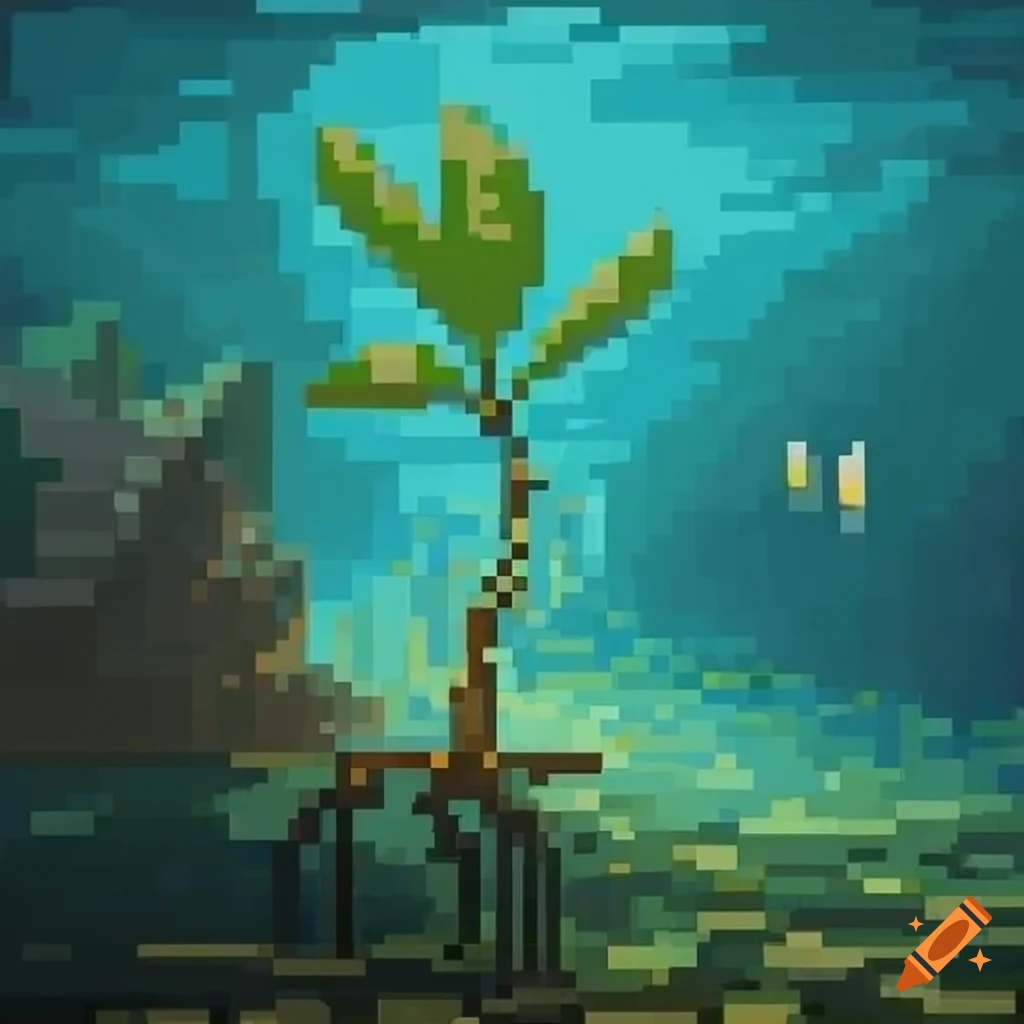 pixel art of a mangrove seedling