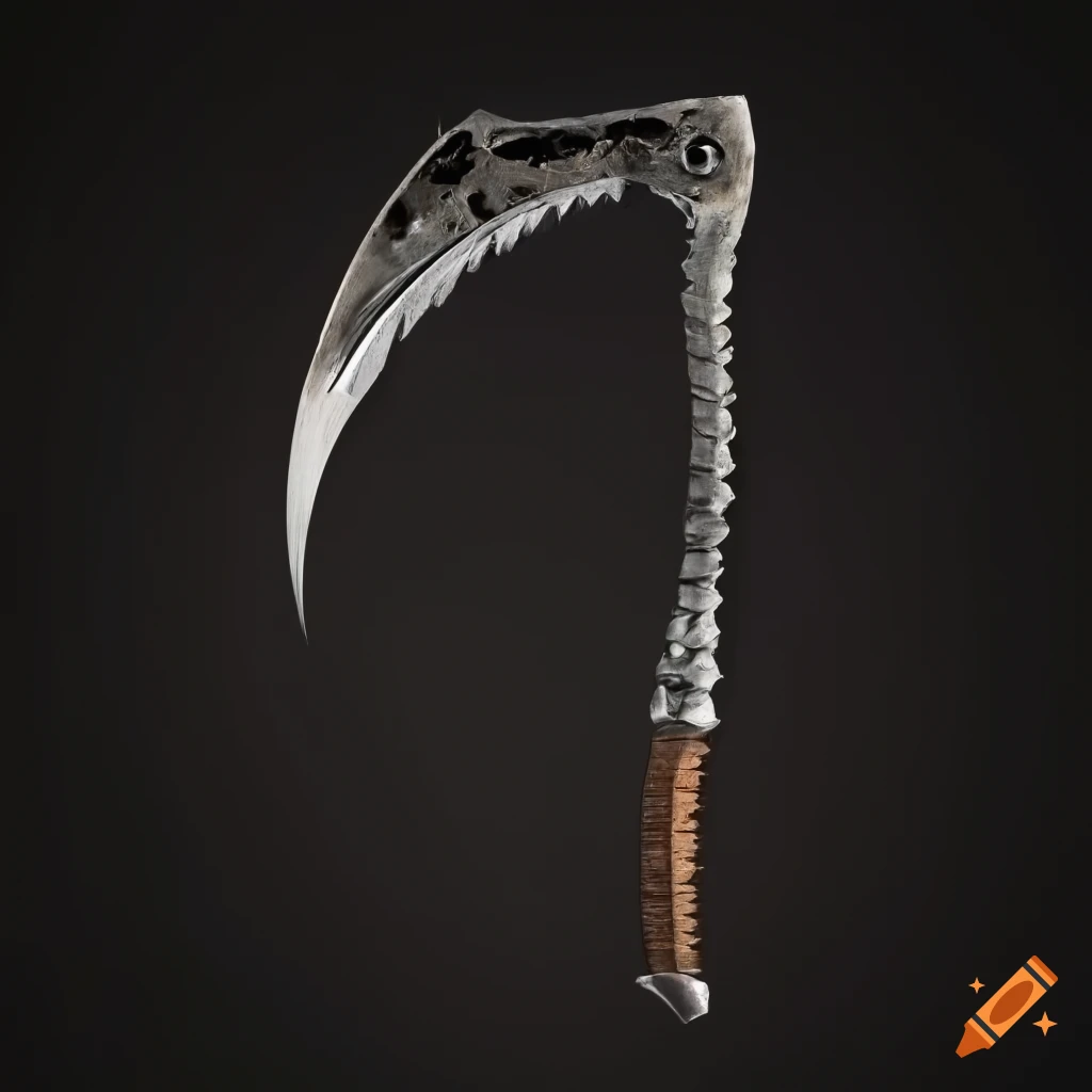 Scythe Rounded Curved and serrated scythe on Craiyon