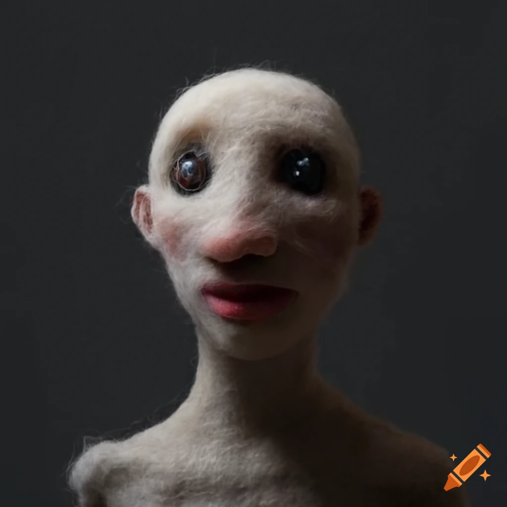 felting wool character lost in thought