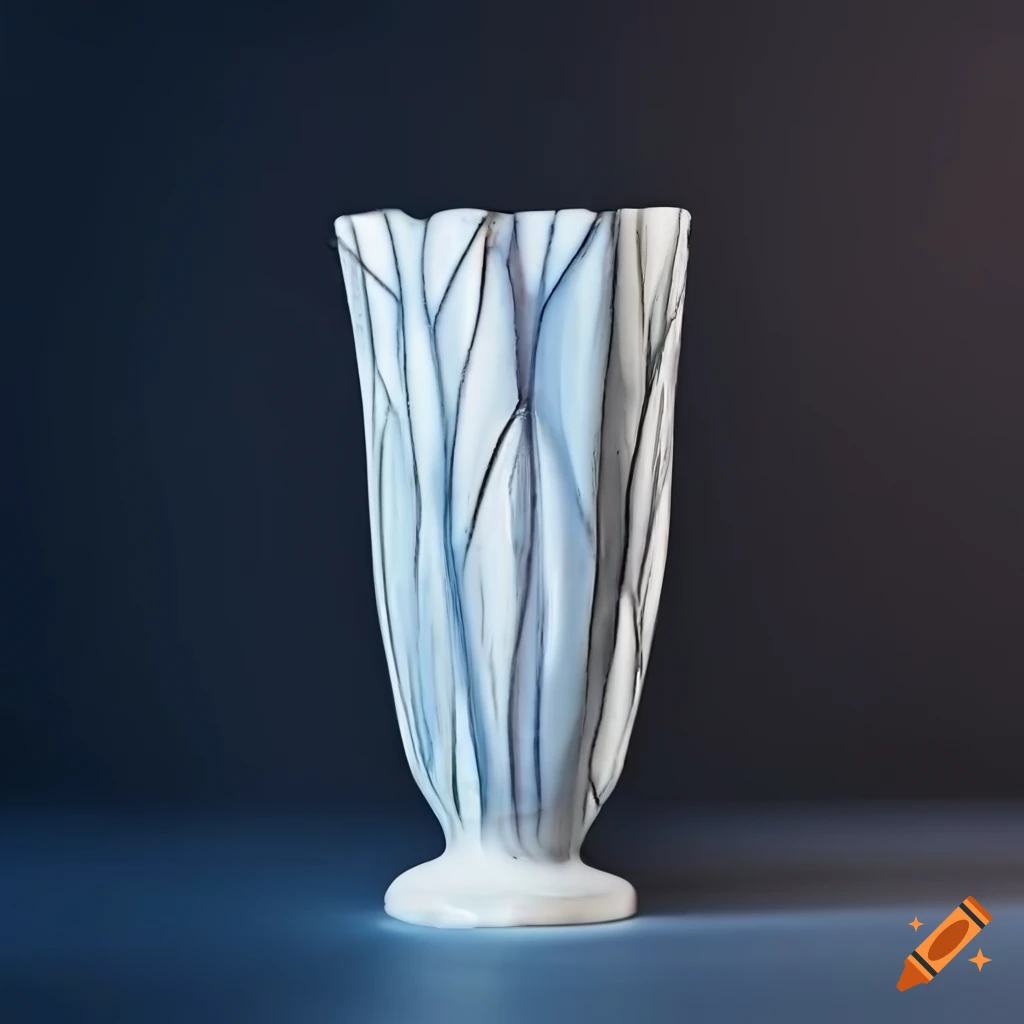 kintsugi style white art deco vase in dramatic lighting