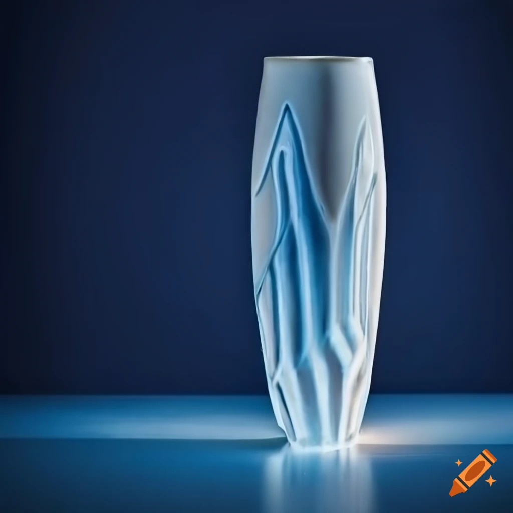 kintsugi style white art deco vase with dramatic lighting
