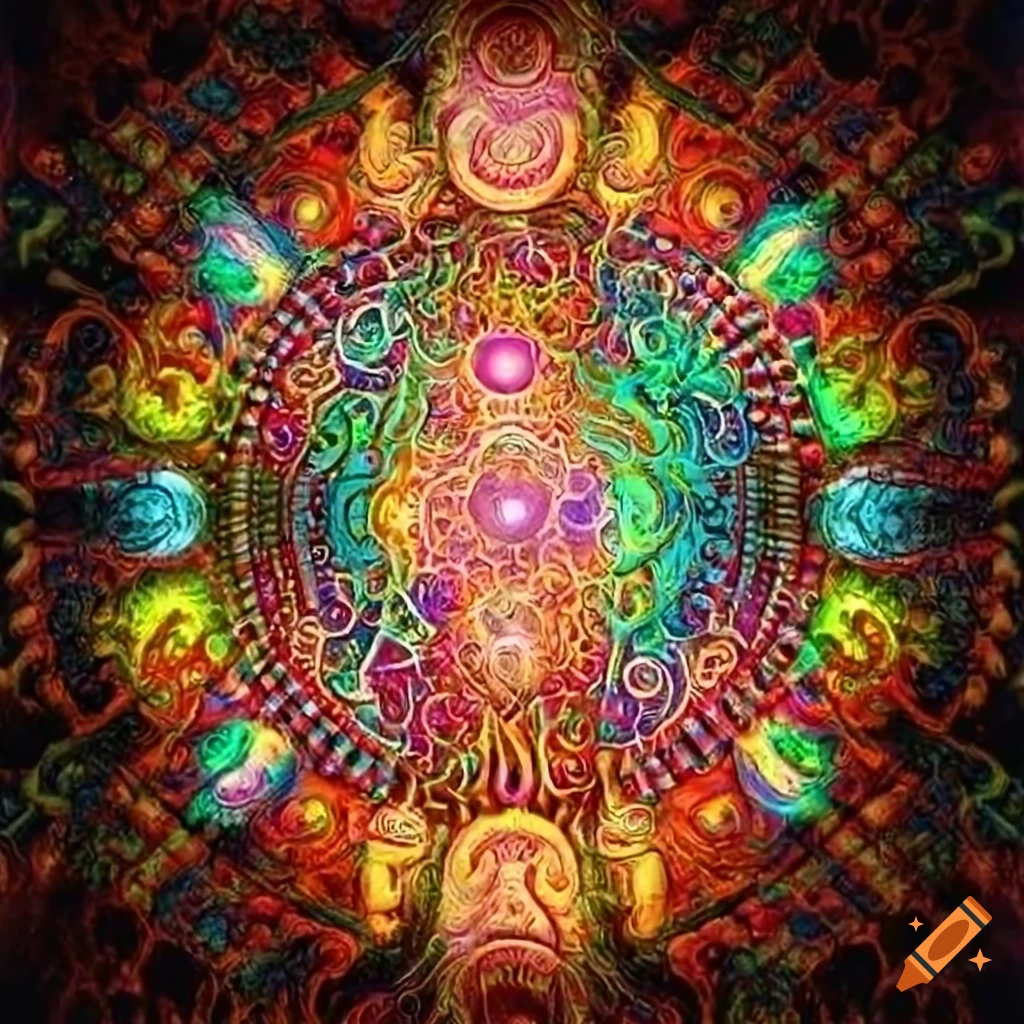 Mayan-style cosmic door artwork