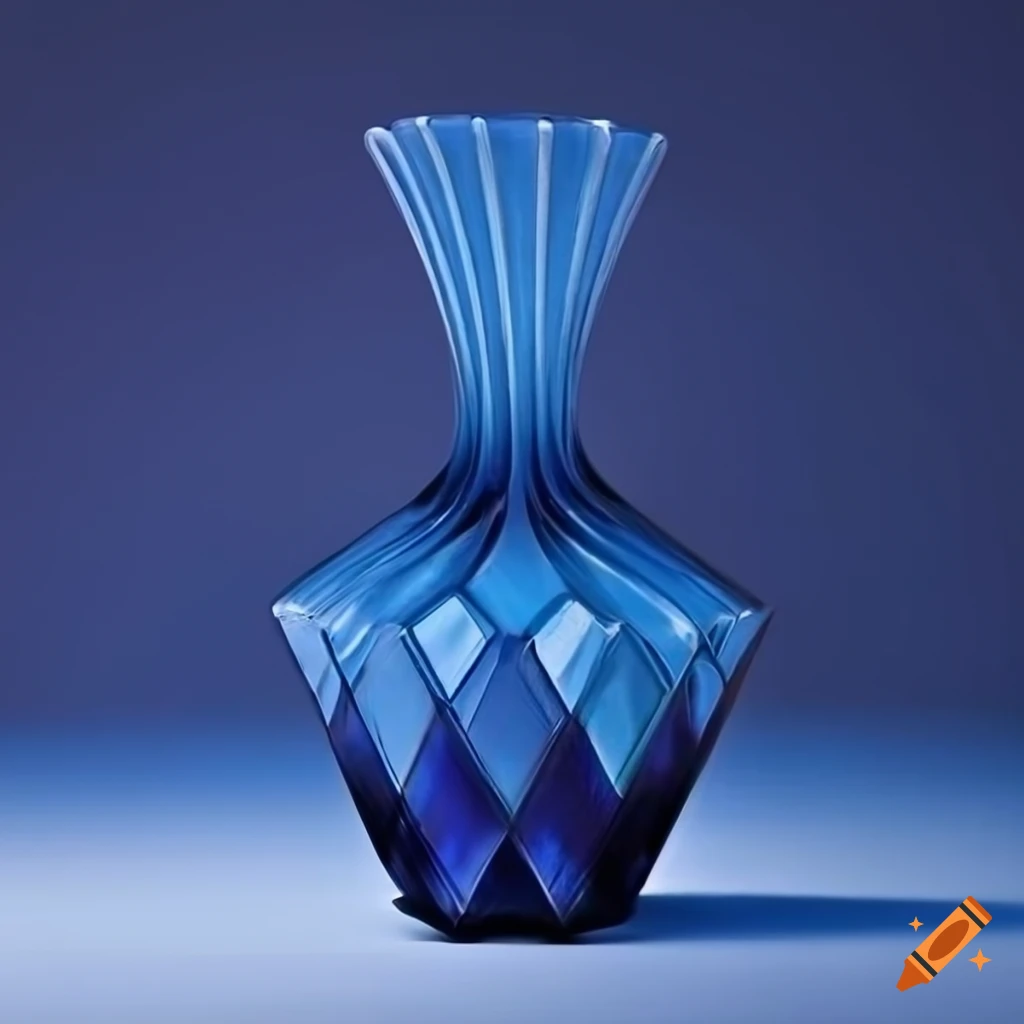 ultra HD photo of a blue art deco vase with dramatic lighting