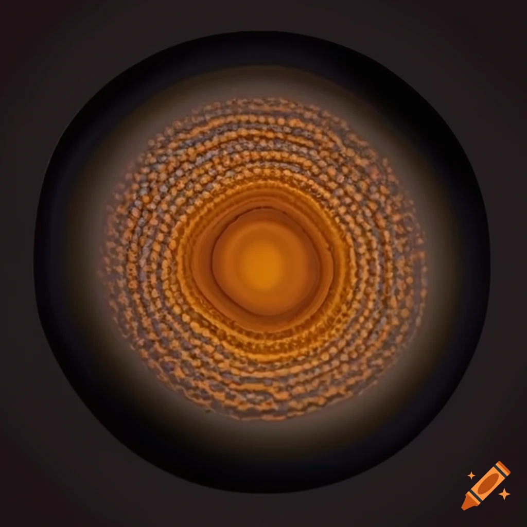 geometric pattern of ochre ring on black background