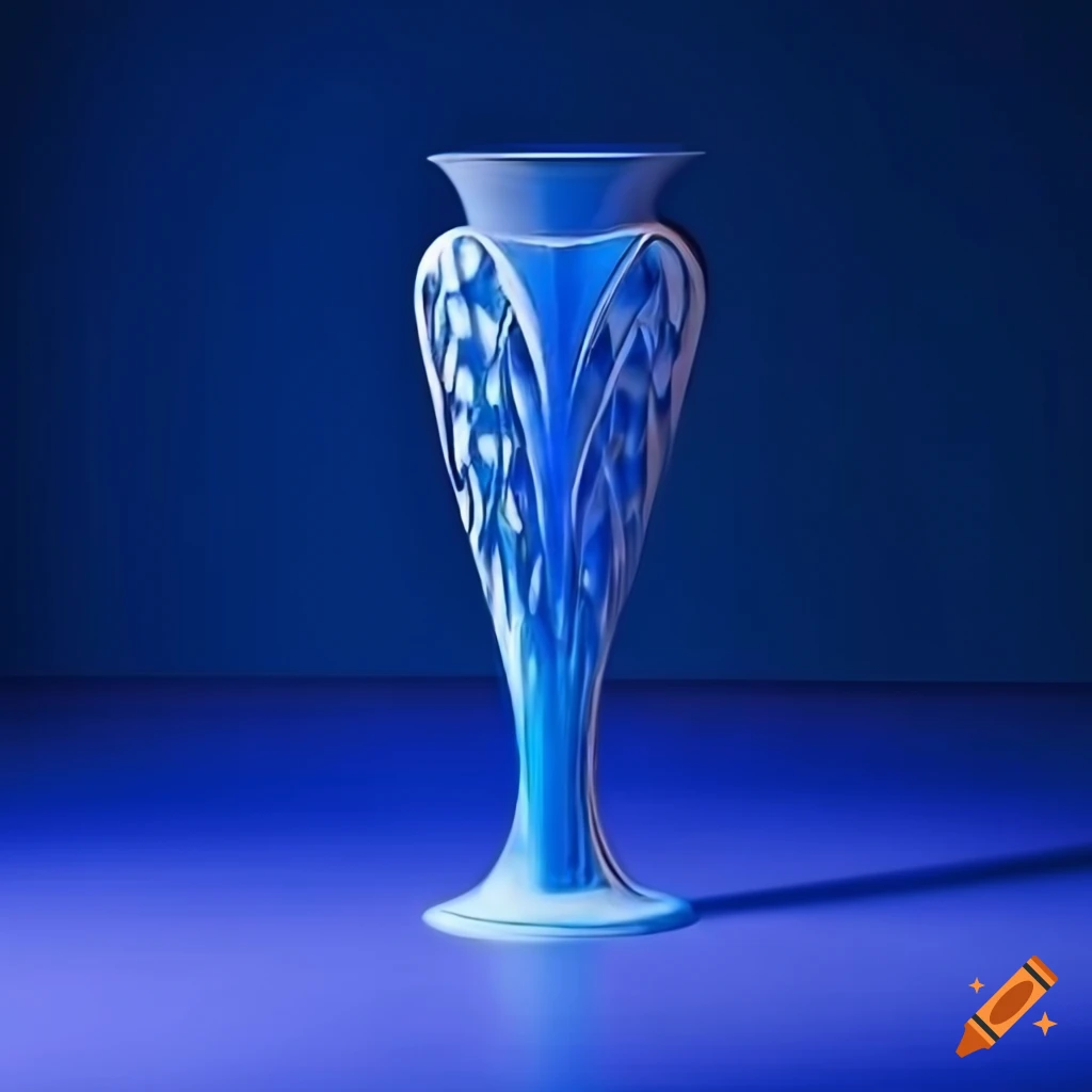 photo of a stunning art deco vase in dramatic blue lighting