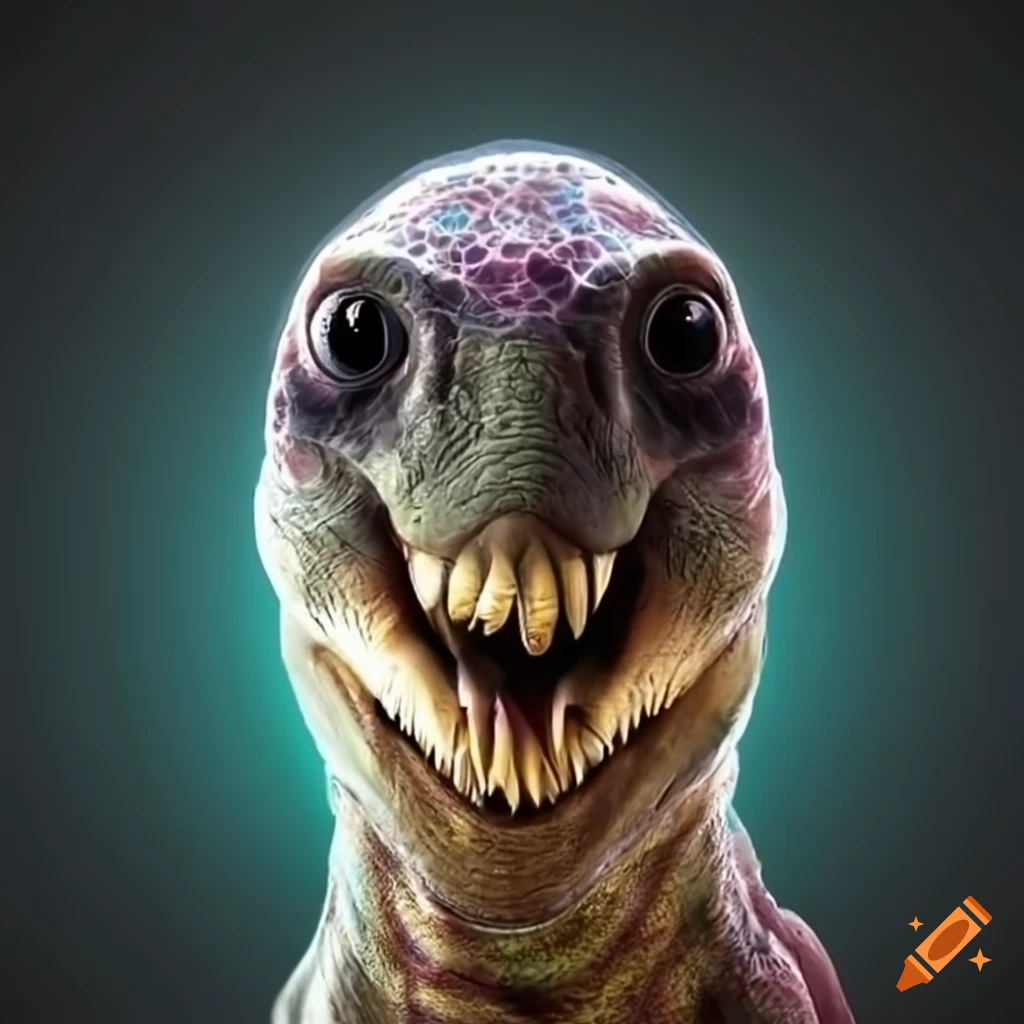 mysterious smiling dinosaur
