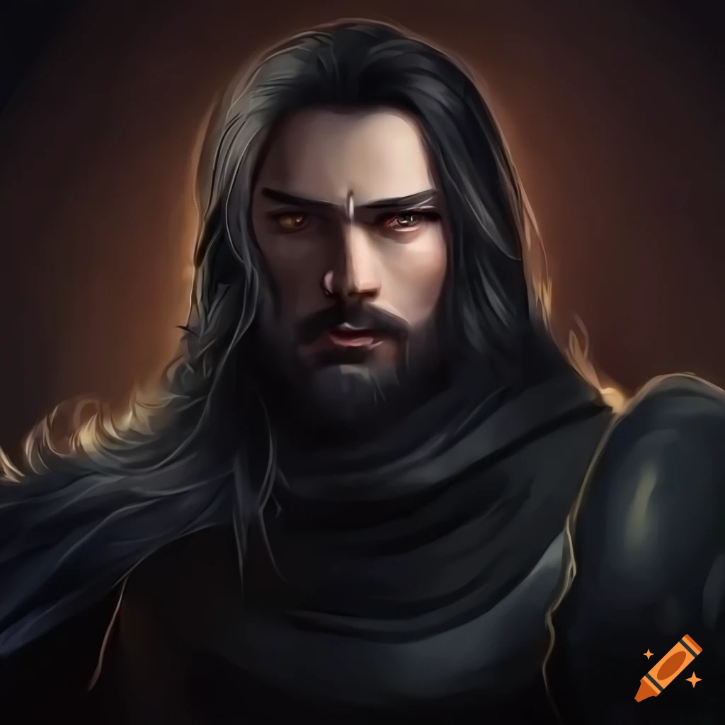 image of a strong and fearless knight with dark features