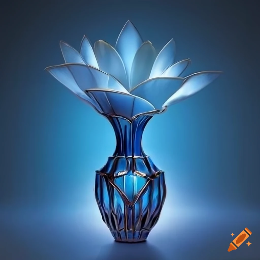 photo of a beautiful art deco vase at blue hour