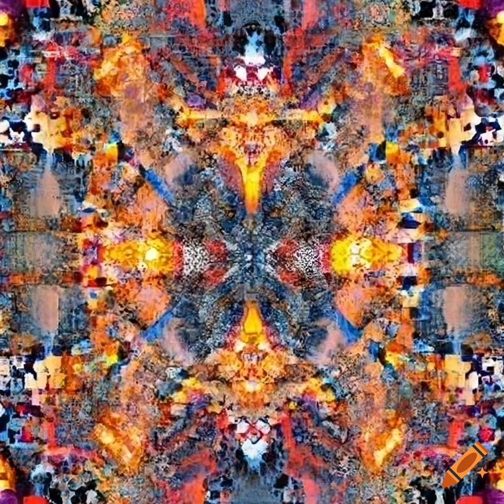 abstract tessellation in black, red, and orange