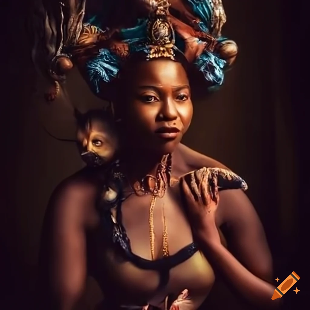 image of an African American witch with her familiar
