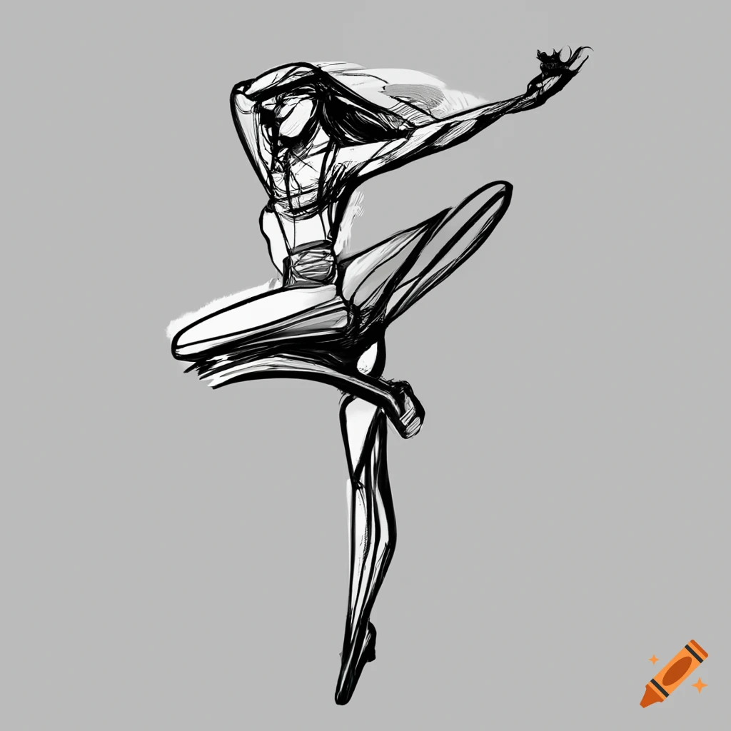 dynamic black and white full-body pose stamp