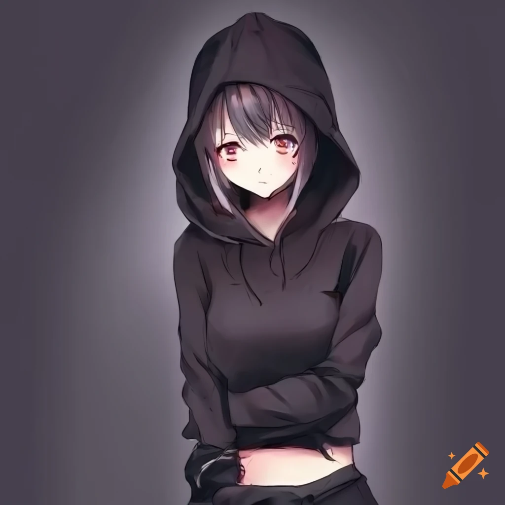 anime girl with black hair crying