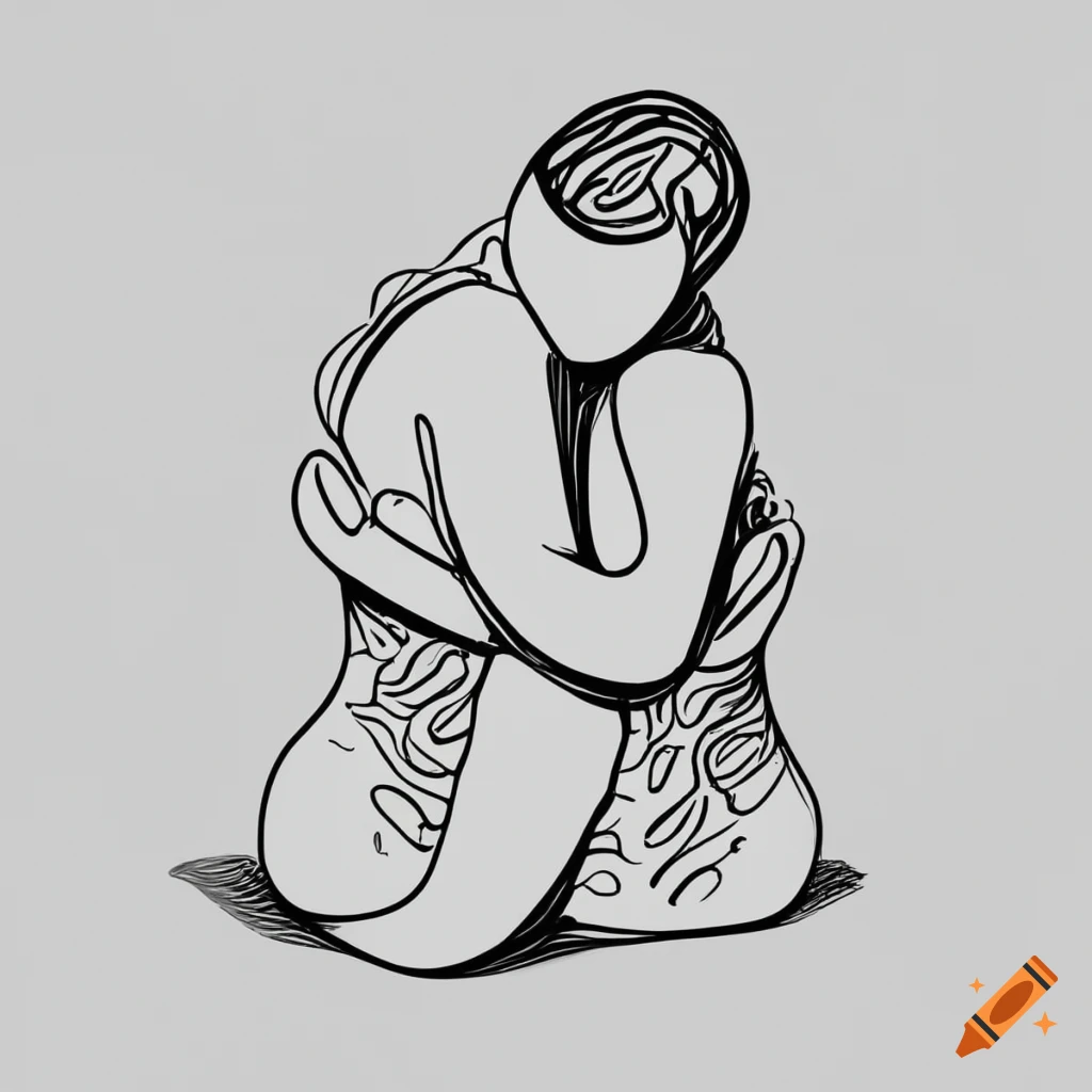 Intimate Communication Drawing Minimalistic drawing of two people engaged in intimate conversation on ...