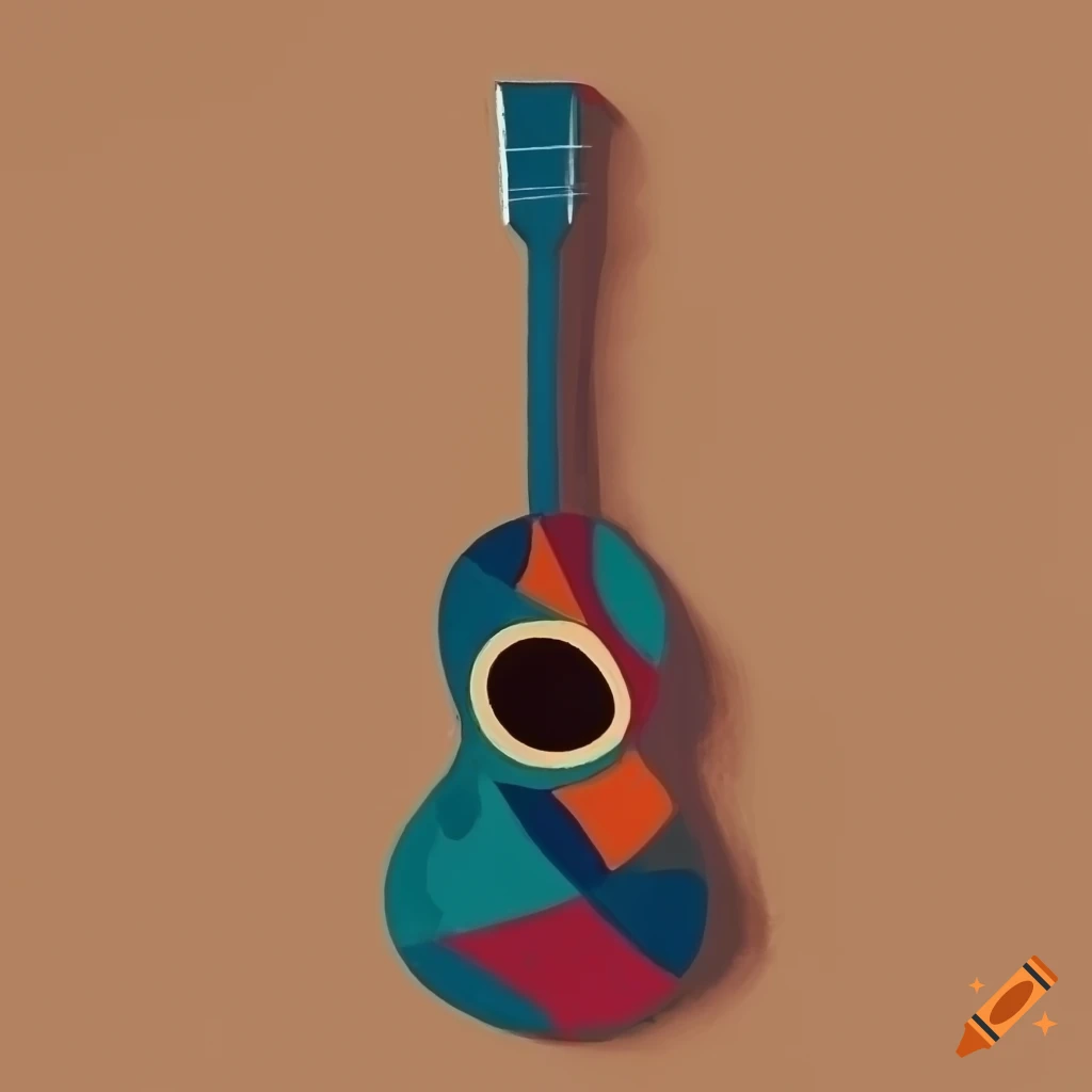 abstract painting of a guitar with simple shapes