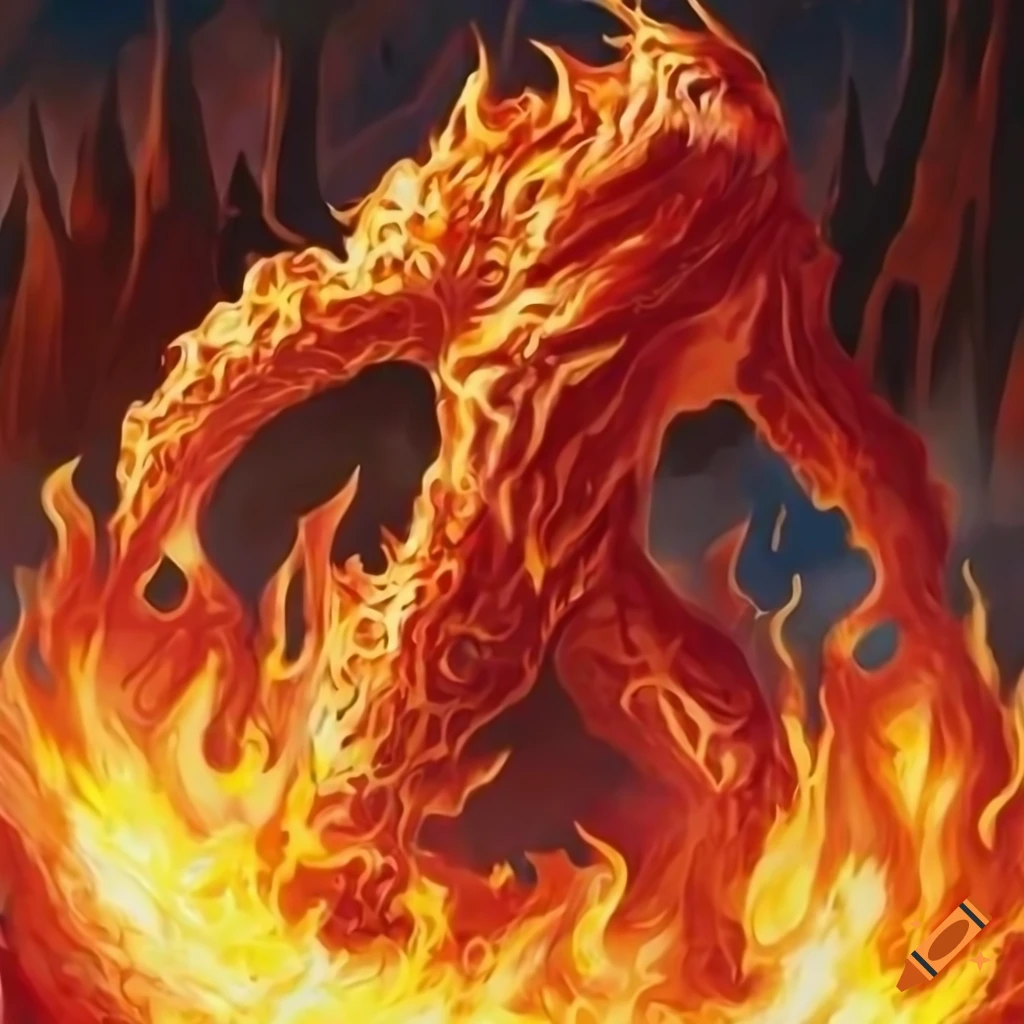 artwork of a fire elemental creature