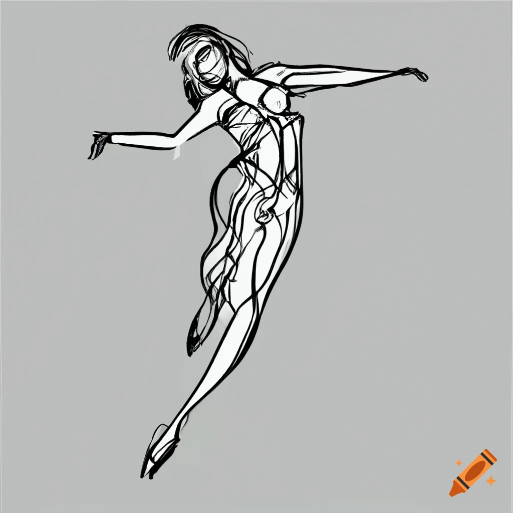 black and white stamp with dynamic pose